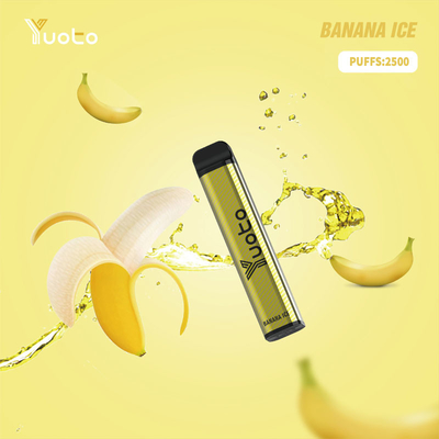 Yuoto XXL 2500 Puffs Wegwerp 1200mAh Batterij 7.0ml Ejuice Bananenijssmaak voor India
