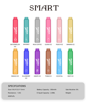Yuoto Smart 600 puft vape van Shenzhen China Vape Manufatrare Yuoto Logo On Product Pod System