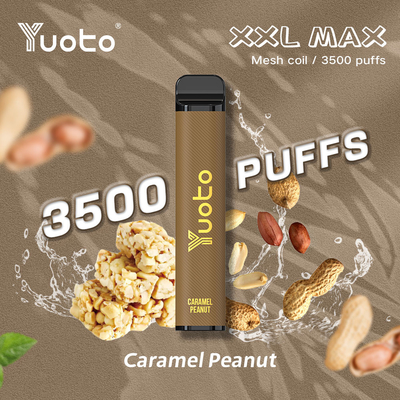 karamel penuts smaak Yuoto xxl Max 3500 Rookwolken Wegwerp Vape pod Mesh Coils Leer Oppervlak 9ml