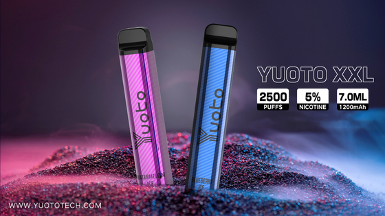 Yuoto XXL 2500 Rookwolken Wegwerp Vape Pen Waterpijp met 7ml E-Liquid 1200mAh Batterij Rechtstreeks uit China Fabriek