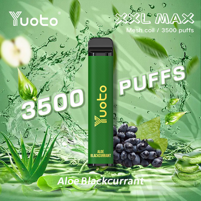 Aloë zwarte bes smaak Yuoto xxl Max 3500 Rookwolken Wegwerp Vape bladerdeeg bar Mesh Coils Leer Oppervlak 9ml