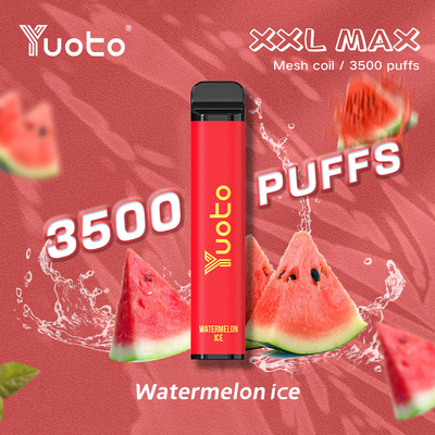watermeloen smaak Yuoto xxl Max 3500 Rookwolken Wegwerp Vape vaporizer Mesh Coils Leer Oppervlak 9 ml
