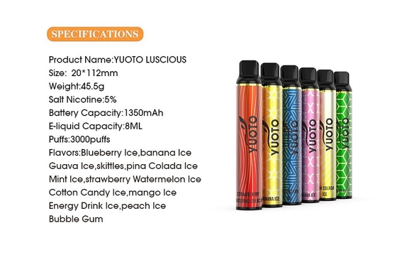 Heerlijke 3000 Rookwolk van nicotinedistrubutor Yuoto, 8.0ml E Juice Disposable Vape Pen