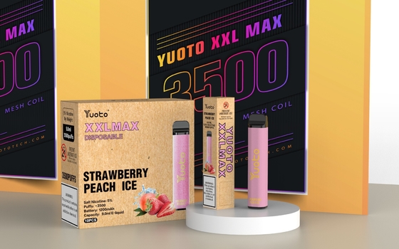 Aardbei Perzik ijssmaak Yuoto XXL Max 3500 Puffs Elektrische Vape Pen met gaasspoel