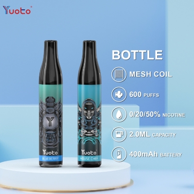 YUOTO-Fles 600 puft de Beschikbare Vape-Batterij TPD het UK van de Peulenbosbes 2ml 20mg 400mAh