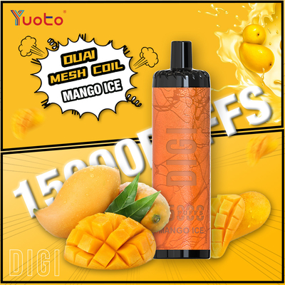 YUOTO Fabrikant DIGI 15000 Puffs Daul Mesh Coil Vape Verstelbare luchtstroom MTL en DTL