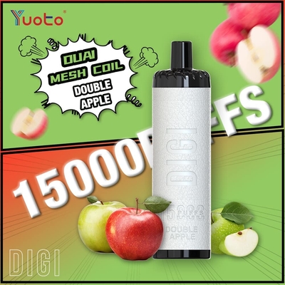 YUOTO Wegwerp Vape Plastic AL DualMesh Coil 15000 puffs 850mAh Verstelbare luchtstroom 23 smaken