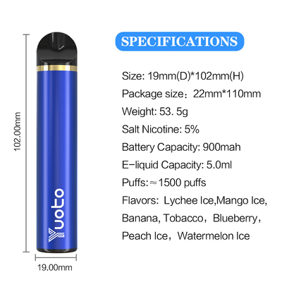 23 aroma's 1500 het CF van Ce van Rookwolken Beschikbaar Vape 5ml E Juice Capacity certificaat