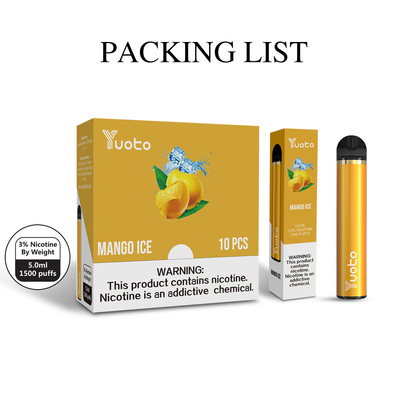 De pen In het groot E Sigaret YUOTO 1500 van nicotine5% puft de beschikbare vape het Hete verkopen van 6ml in Nieuw Midden-Oosten 2% 5%
