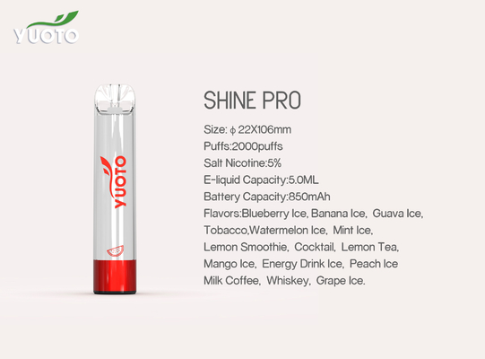 Yuoto glanst de prorookwolken Vape van 2000 15 Aroma's met 5ML E Juice Capacity