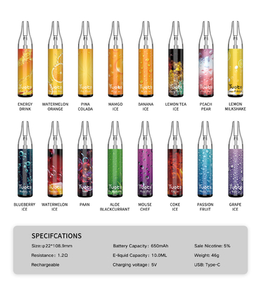 Uitrusting 4000 Rookwolken10ml navulbaar type c 650mAh van Vape van de Yuotobel Beschikbare